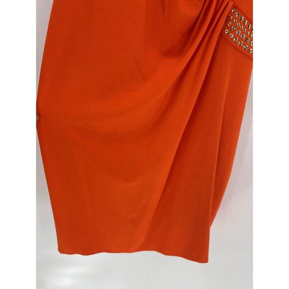 Cache Vintage Sleeveless Dress Womens Large Orange Bodycon Stretch Studded Club - Picture 7 of 16